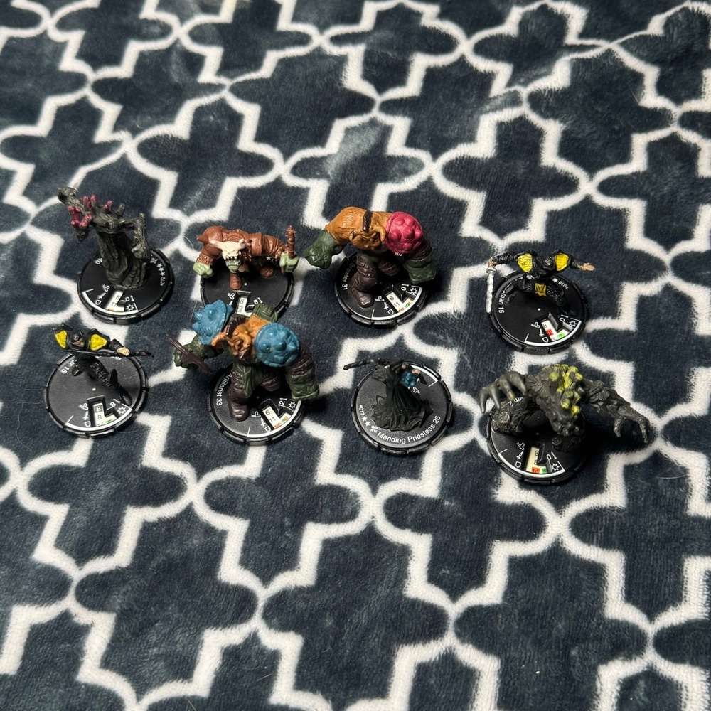 Mage Knight Miniature Figures Lot of 8 WizKids Wood Golem Mending Priestess